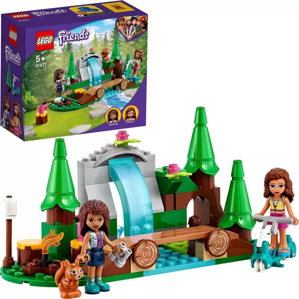 LEGO 41677 LEGO Friends Wasserfall im Wald, Camping Spielzeug ab 5 Jahre mit Mini Puppen