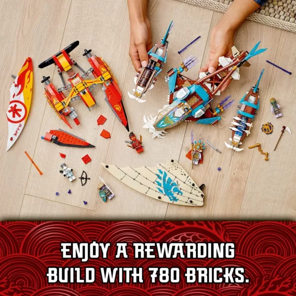 LEGO 71748 NINJAGO Duell der Katamarane Bauset mit 4 Spielzeugbooten und Kai, Jay und Zane Minifiguren – Bild 14