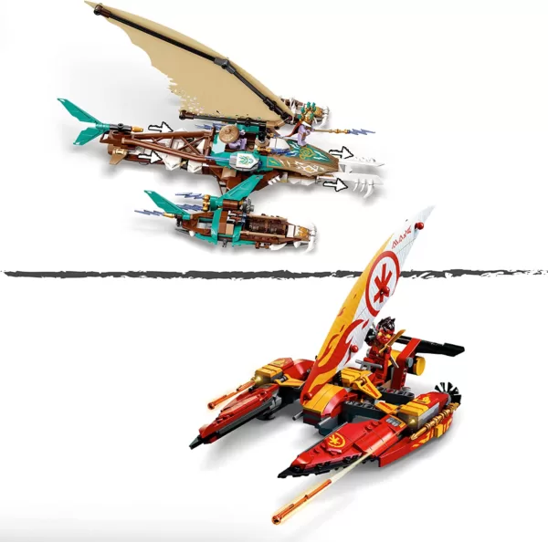 LEGO 71748 NINJAGO Duell der Katamarane Bauset mit 4 Spielzeugbooten und Kai, Jay und Zane Minifiguren – Bild 5