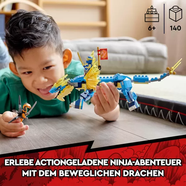 LEGO 71760 NINJAGO Jays Donnerdrache EVO, Drachen Spielzeug für Kinder ab 6 Jahren mit Drachenfigur und Schlangen, Blitzdrache – Bild 3