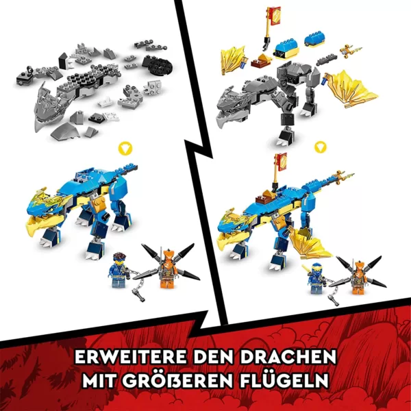 LEGO 71760 NINJAGO Jays Donnerdrache EVO, Drachen Spielzeug für Kinder ab 6 Jahren mit Drachenfigur und Schlangen, Blitzdrache – Bild 4